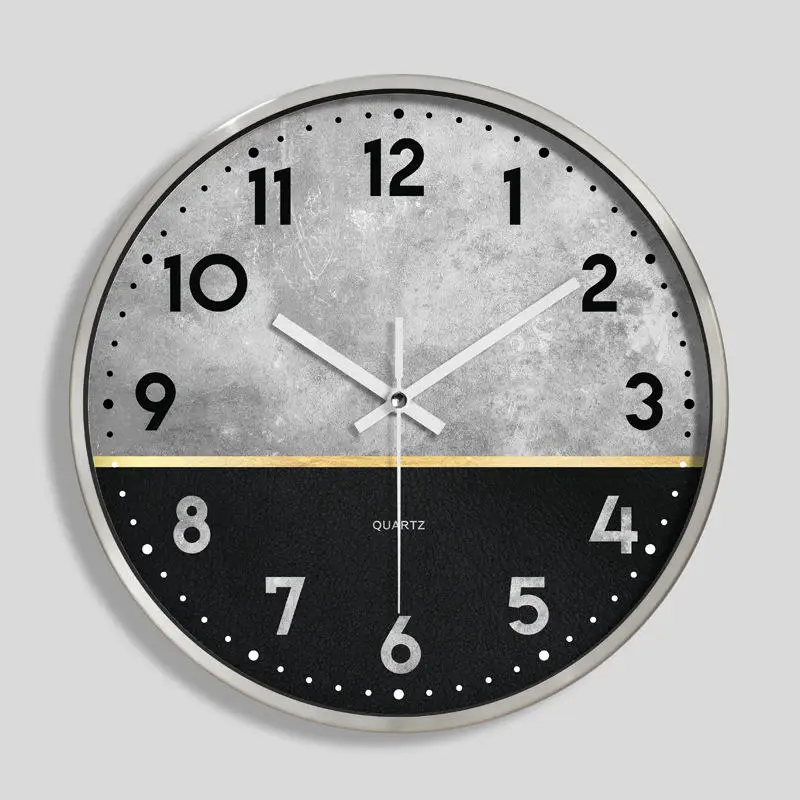 Home Decor Supplier 12inch Aluminum Frame Round Metal Modern Custom Printing Face Decorative Quartz Wall Clock