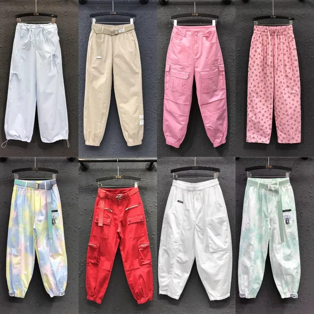 Custom OEM Manufacturer Vintage Pockets High Waist Streetwear baggy Casual ladies parachute sports Cargo Pant for women Trousers