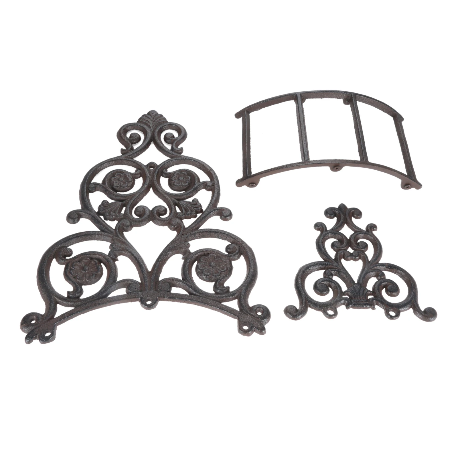 1set Cast Iron Hose Holder Garden Water Pipe Rack Antique Rust Finish