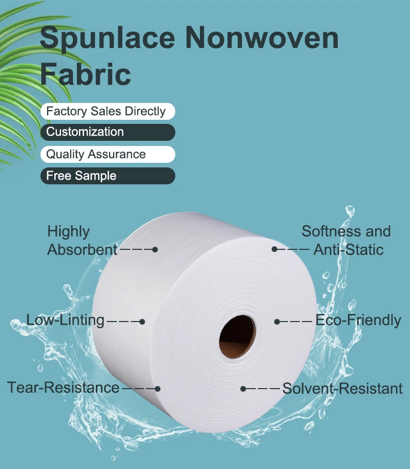 Spunlaced Non Woven Fabric Rolls Gsm Eco Friendly Biodegradable