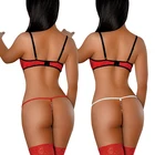 Top Selling Red Beaded Chains Embroidered Lace Thong Panties For Women
