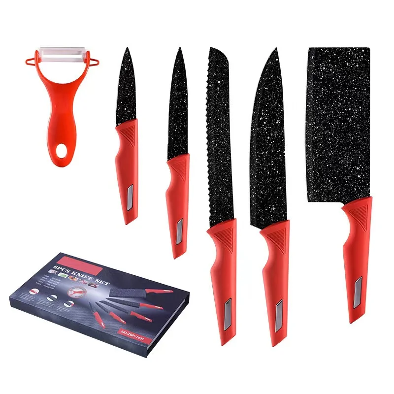 Wholesale 6Pcs Stainless Steel Steak Chef Modern knives Vegetable Knives Kitchen Knife Set with Gift Box