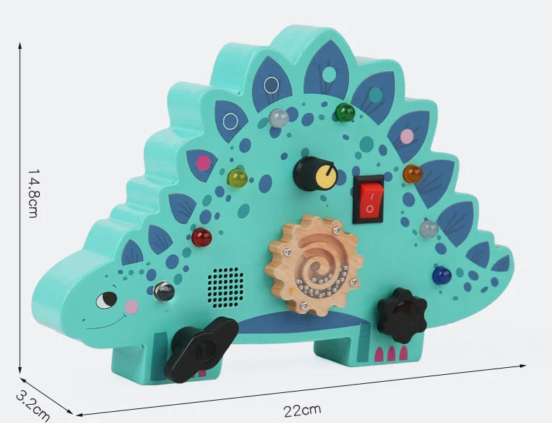 Nouveau Lumière LED interrupteur activité jeux de société enfants Montessori début éducatif en bois dinosaure occupé conseil jouet usine