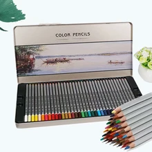 Wholesale 36-Color Professional Oil Art Pencil Set for Students Manufacturers' Iron Box Number for Children's Drawing