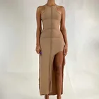 2021 Wholesale Women New Sexy Spring Round Collar Sleeveless Anti Car Line Dress