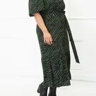 Skirt Plus Size Elegant Charming Wrap Dress Printed Ruffled Flare Skirt Plus Size Women Dress