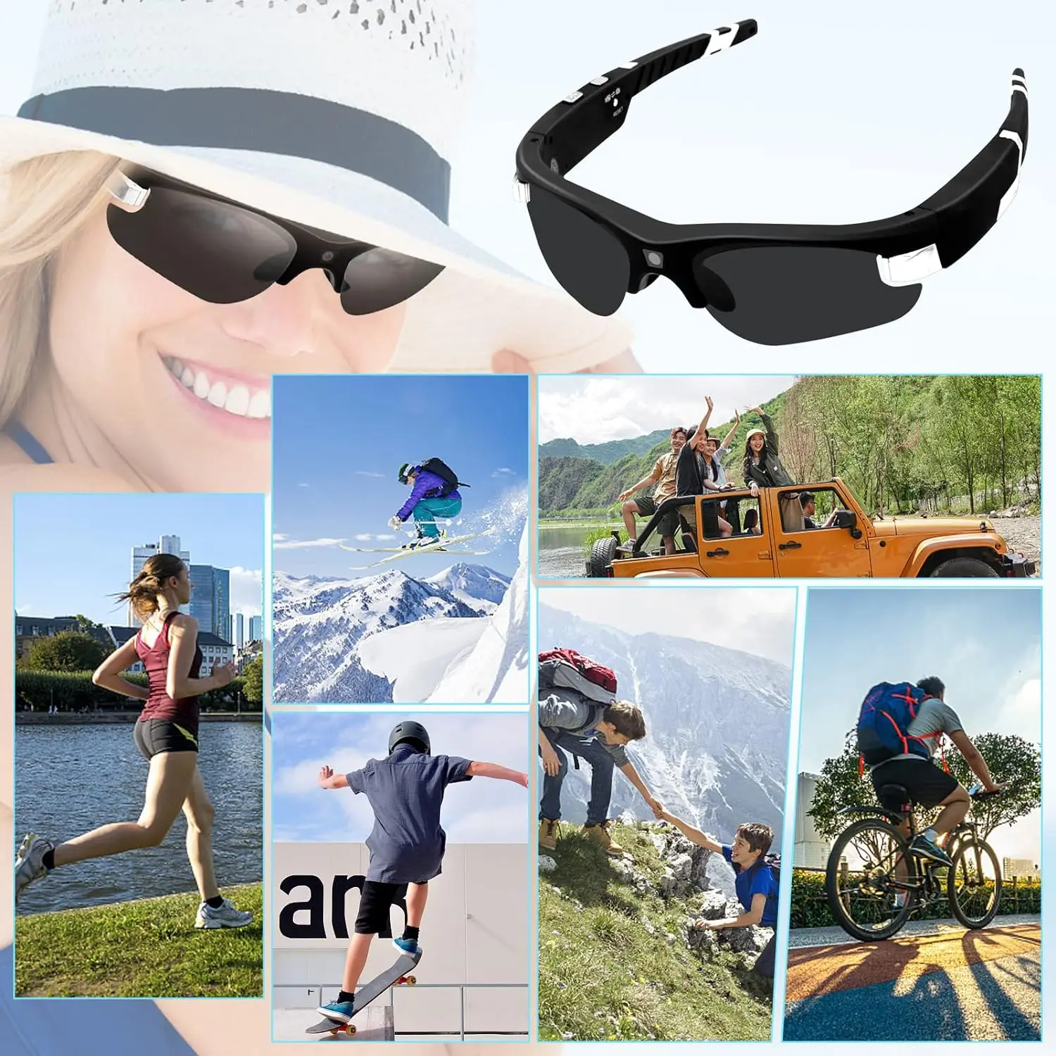 1080P Action Sports Camera Film Hands Free Photo Video Recording Smart Glasses With Camera Sunglasses