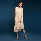 Dress Naivee Summer Lace Waist Asymmetrical Irregular Ruffle Women Long Sleeveless Dress