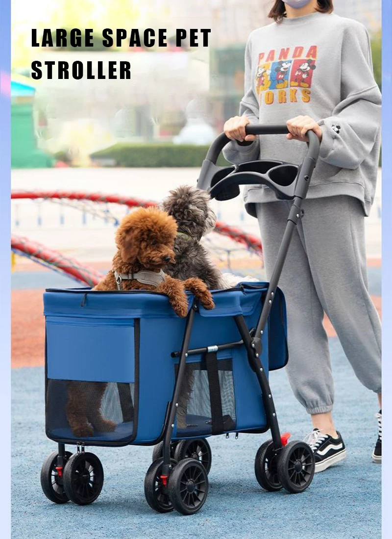Hot Selling Outdoor Portable Foldable Pet Stroller Suitable for Small Medium Large Pet 4 Wheel Shockproof Breathable Pet Product manufacture