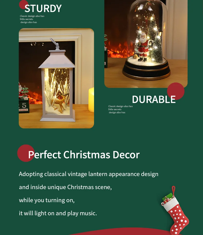 Fancy Transparent Glass Bottles With Resin Christmas Figurine Inside Mini-Landscapes With Led Lighted Santa Claus Xmas Home supplier