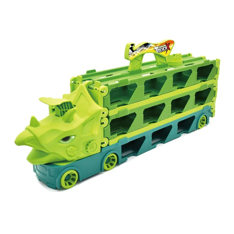 EPT New Arrival Education Toy Car Folding Rail Dinosaur Truck DeformationTransport Carrier Truck Ejection Car Toy For Kids