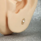 14K Solid Yellow Gold Beaded Threadless End Bezel Set Gem Attachment With Push Pin Piercing Jewelry