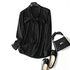 Satin Silk Shirt Women's New 2021 Fall Fashion Button Satin Silk Shirt V-neck Long Sleeve Chiffon Top Women's
