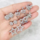 Silver Earring Hot Selling 925 Sterling Silver Cz Cubic Zircon Stud Earring Jewelry