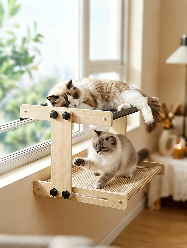 Hot Sale All Season Double Layer Pet Window Hanging Bed Cat Scratcher Cat Nest Fixable Beside Bed Pet Supplies supplier
