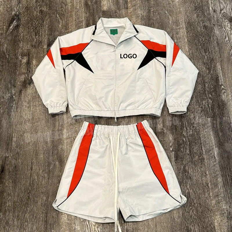 Wholesale Digital Print Zip Jacket Hoodie Short Polyester/Cotton Waterproof Eco-Friendly Two Piece Set Vintage Streetwear factory