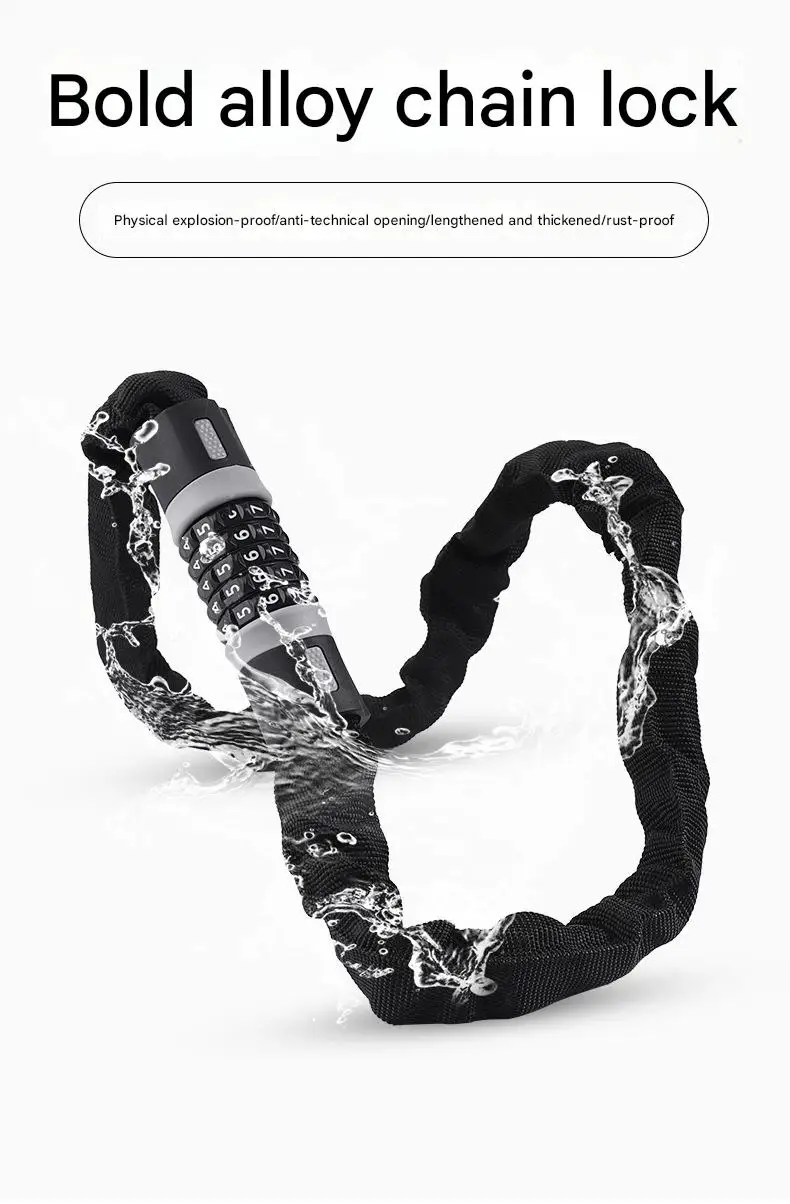 Portable Password Lock for Bicycles Motorcycles Electric Vehicles Mini Chain Lock Cycling Equipment Anti-Theft Accessory