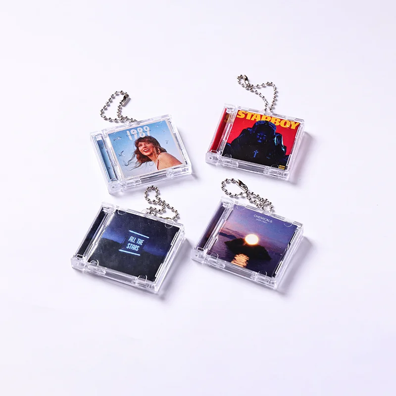 Personalized Instagram CD Keychain Custom Logo Acrylic DIY Mini Album Idol NFC Music CD-Keychain manufacture