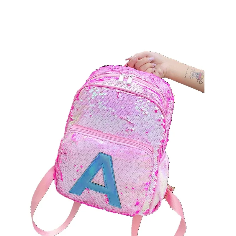 sequin letter backpack