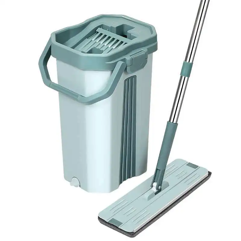 Smart mop hands-free self-cleaning drying 360 degree rotating squeezing mop and bucket set