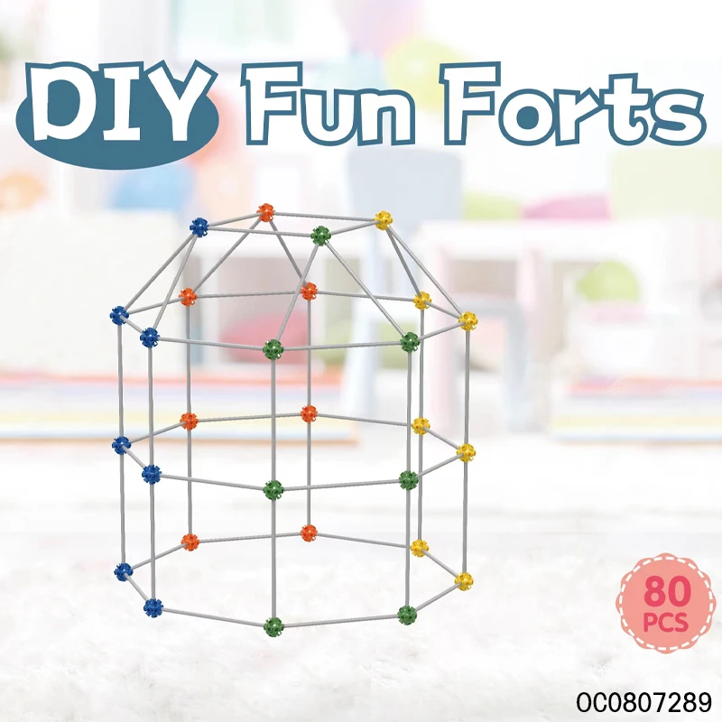 Montessori educational stem construction crazy fort toy game kids building kit with ball and rod
