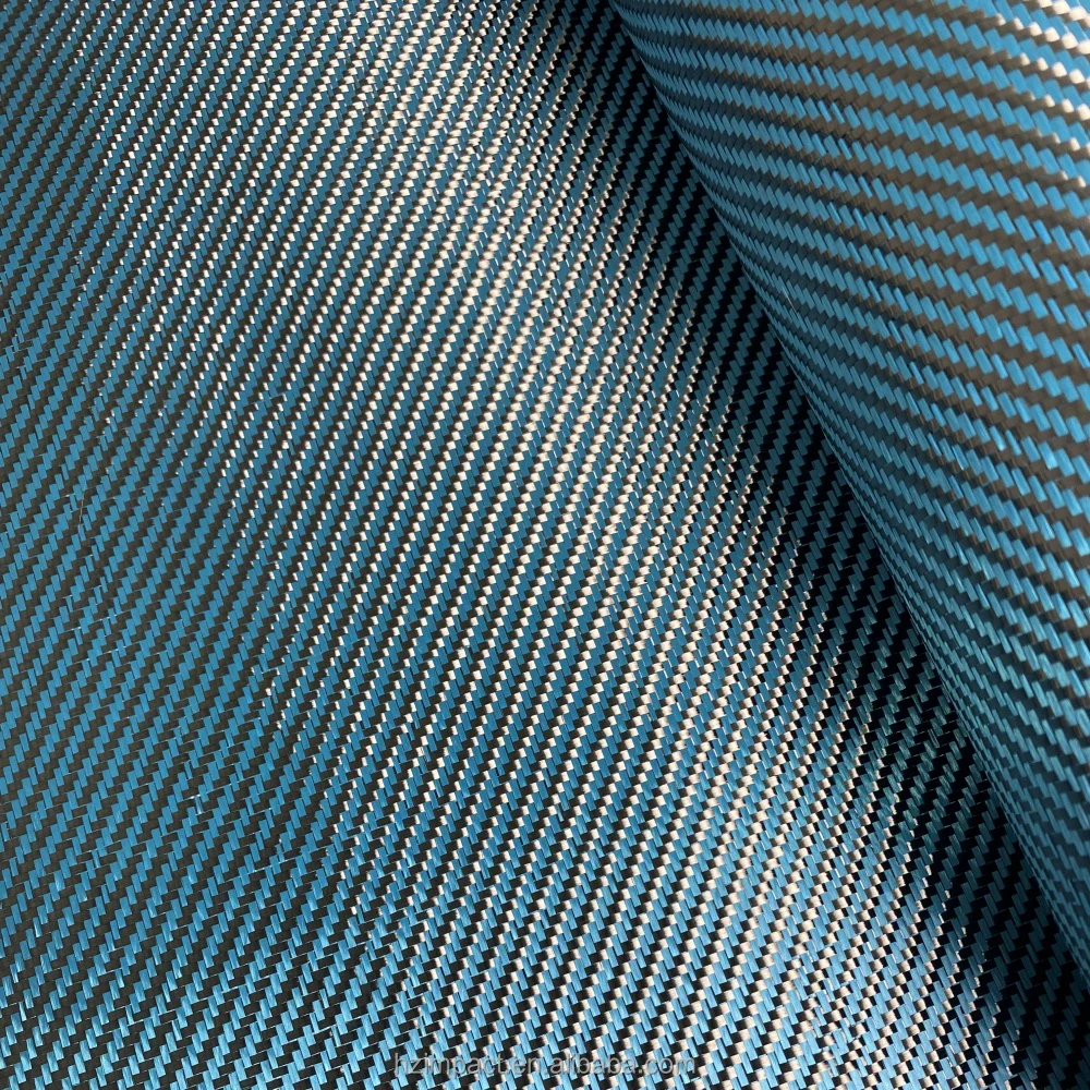 Lake Blue 1+1 Mixed for Kevlar + Carbon Fiber 3K Carbon Aramid Hybrid Fabric Waterproof Woven for Upholstery Car Lake Blue 1+1 Mixed for Kevlar + Carbon Fiber 3K Carbon Aramid Hybrid Fabric Waterproof Woven for Upholstery Car