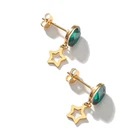 Earring Earrings Spot Dropshipping Plated Gold Stainless Steel Green Diamond Stud Earring For Women Jewelry