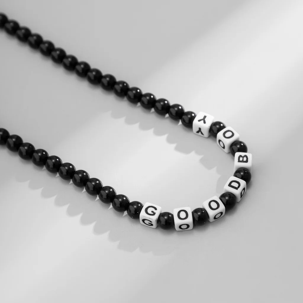 Classic Black Beads Collabone Chain For Men Designable Good Boy Beaded