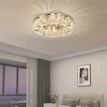 Luxury Modern Minimalist Crystal Round Ceiling LED Lamp Home Decor Crystal Flush Mount Ceiling Light