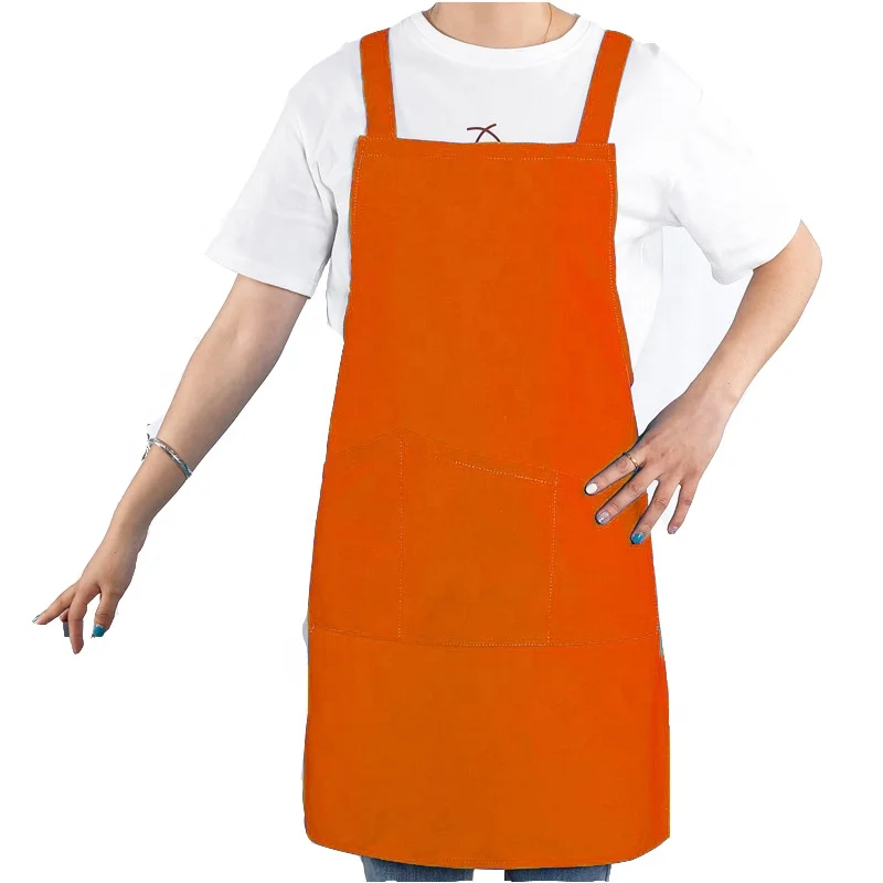 Adjustable solid color sleeveless unisex cotton cooking anti fouling apron high-quality kitchen apron with pockets