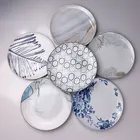 Dinner Plate Nordic Western Chinese Style Restaurant Luxury White And Blue Ceramic Porcelain Dinner Serving Plate Dishes