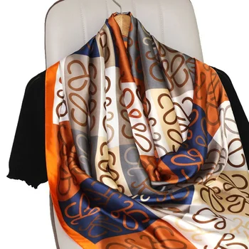 New bright silk hijab scarf fashion 180*90 long silk feeling lightweight shawls wraps women's Luxury Designer Silk Scarf