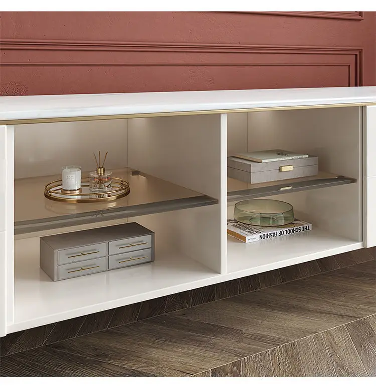 Cream Style Solid Wood TV Cabinet Coffee Table Combination Living Room French TV Stand Center Table Combination