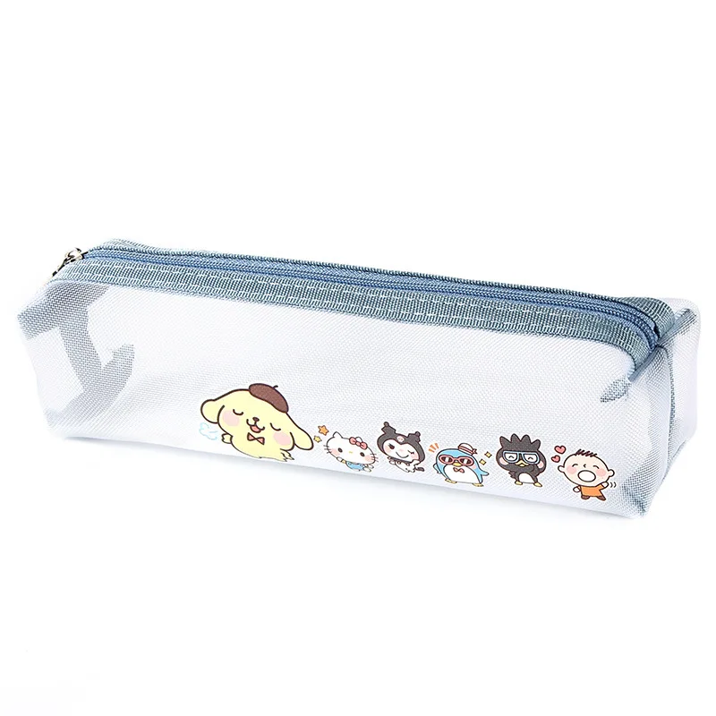 Transparent pen bag Cartoon pencil bag Nylon mesh large capacity Kulomi stationery bag Portable storage
