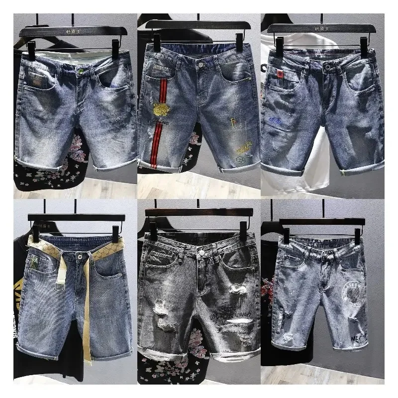 New Arrival Trending 2024 Men High Quality Denim Shorts Sizes Men Elastic Waist Bermuda Denim Cheap Price Men Denim Short