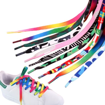 Colorful Ribbon Shoelaces Rainbow Gradient Shoelace Printed Shoe Laces Roller Skate Shoes Laces Colourful Shoes Laces