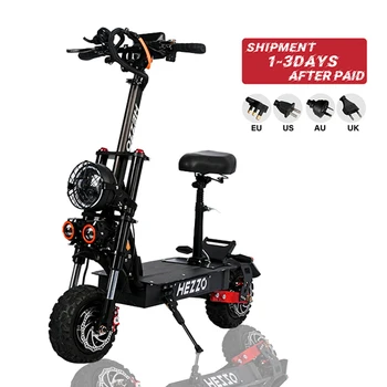 HEZZO HS-11PRO New Design 60V 5600W 30AH Battery escooter 11inch Fat Tire Foldable Off Road Electric Scooter with seat For Adult