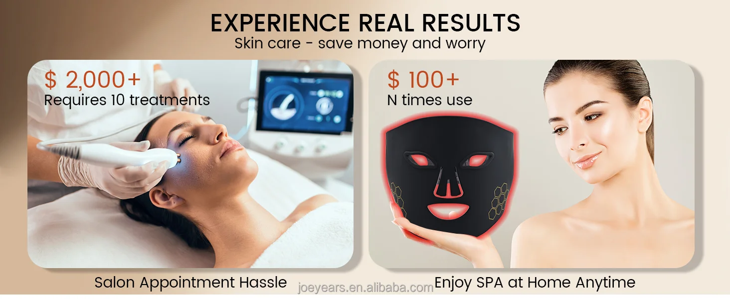 LED Photon Beauty Mask Instrument 216pcs LED Beads Facial Beauty Mask Infrared Red Light Therapy Face Mask