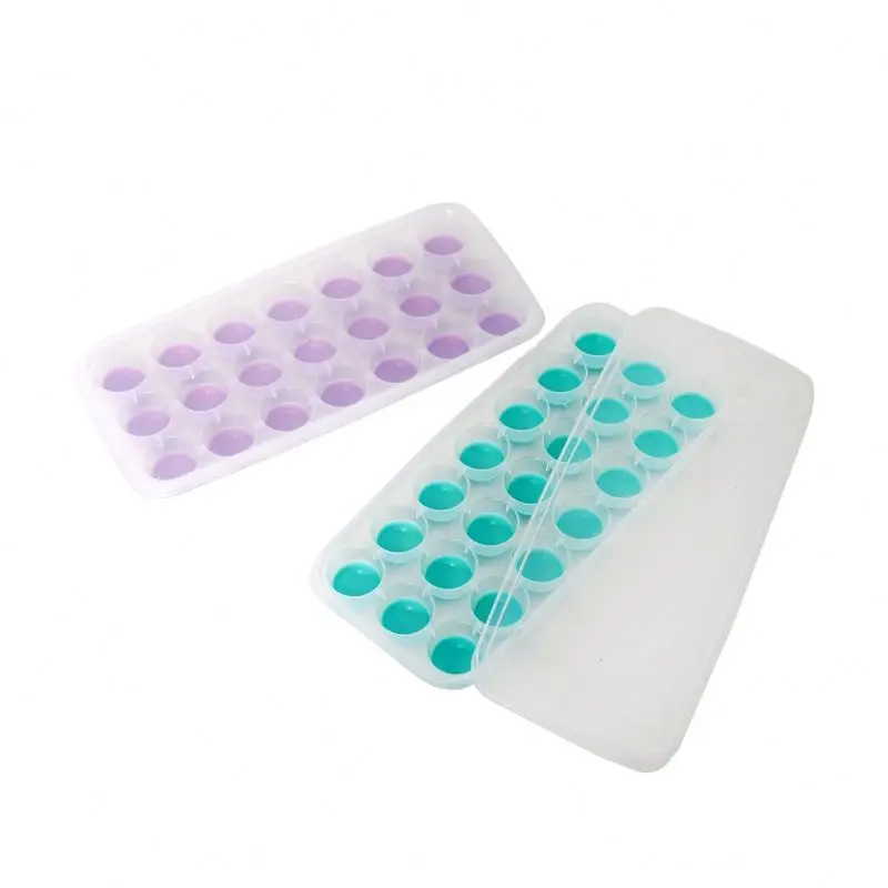 Easy pick out ice 21 Cavity Round Ice Cube tray  plastic Ice Tray with Lid