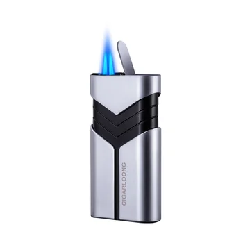 High-quality Cigar Lighter Touch Double Fire Jet Flame Windproof Butane Refillable Lighters Cigar accessories
