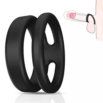 Wholesale Men's Cock Ring Double Condom Ring Lock Sperm Male Masturbators Double Delayed Ejaculation Penile Rings