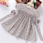 Girls Girls C041554 Children Clothes Girls Dresses Smocked Pink Blue Flower Hand Made Cottonsummer Wholesale