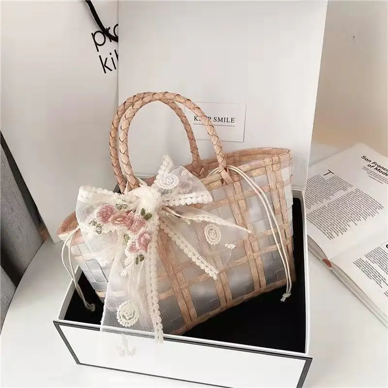 PVC Handbag Clear Transparent Handbag For Reusable Shopping Carry  Ladies Tote Bag Transparent Handbag For Work/Pocketbook