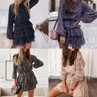 Pleated Autumn Polka-dot Long-sleeved Pleated Stitching Commuter Cake Dress
