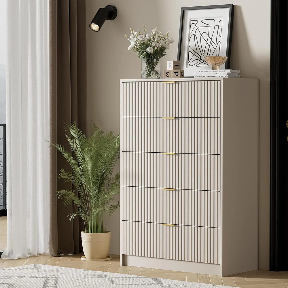 product modern 5 drawer dresser smooth slides golden handles wide chest drawers for bedroom living room wood materia-1