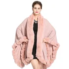 Long Cape Long 2021 New Winter Large Size Imitation Fox Fur Collar Shawl Cloak Poncho Female Warm Women Coat Long Cape