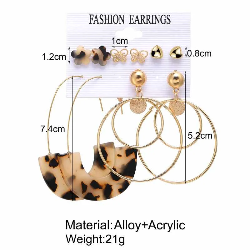 Fashion Jewelry Boho Shell Acrylic Drop Earrings Gold Rattan Dangle Earring Set Boucle For Women girl