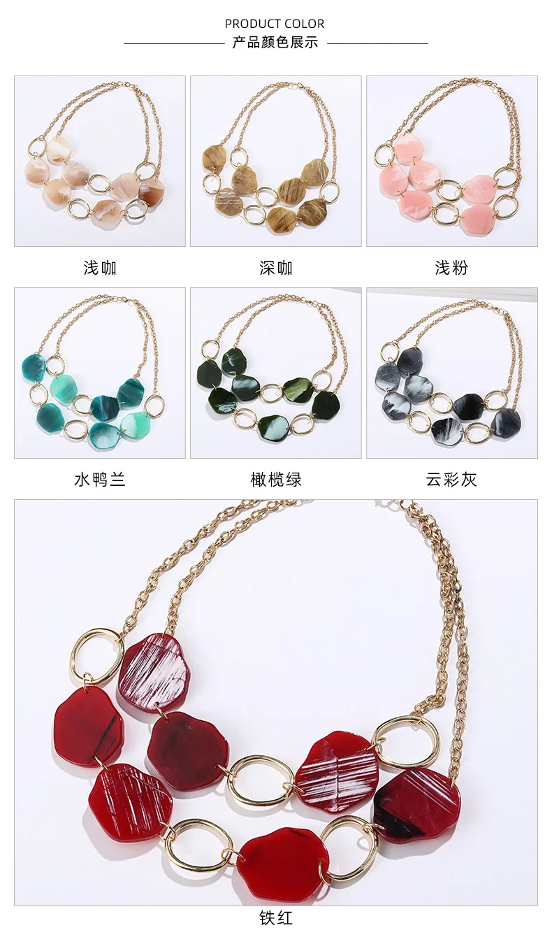 New Design Fashion Women Necklace Jewelry Colorful Acrylic handmade Long Wax Cord Necklace Girls Geometry Necklace.jpg