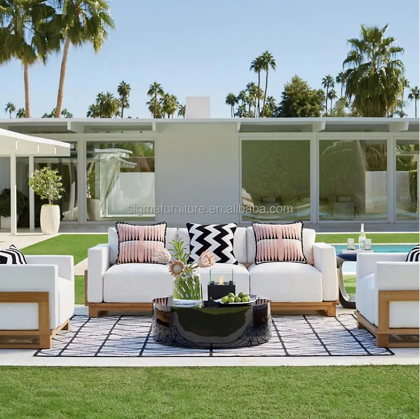 High end luxury outdoor sofa furniture sets wood outdoor modern sectionals