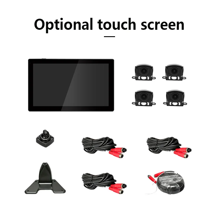 product wemaer 4 channel camera system 101 inch touch screen with reversing parking line for construction machinery truck loader crane-9